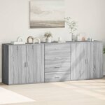 vidaXL Buffets 3 Pièces Sonoma gris Bois d'ingénierie
