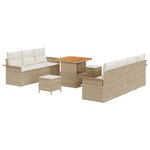 Ensemble de canapé de jardin vidaXL 10 pièces avec coussins Beige Poly Rotin Acacia