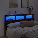 vidaXL Armoire tête de lit avec LED chêne fumé 180x17x102 cm