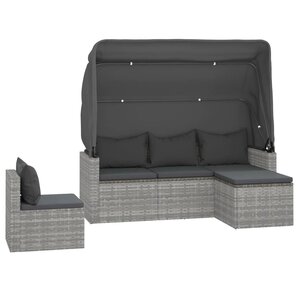 Ensemble de canapés de jardin 4 pièces coussins gris résine tressée 02_0013555