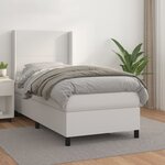 vidaXL Sommier à lattes de lit avec matelas Blanc 90x200 cm Similicuir