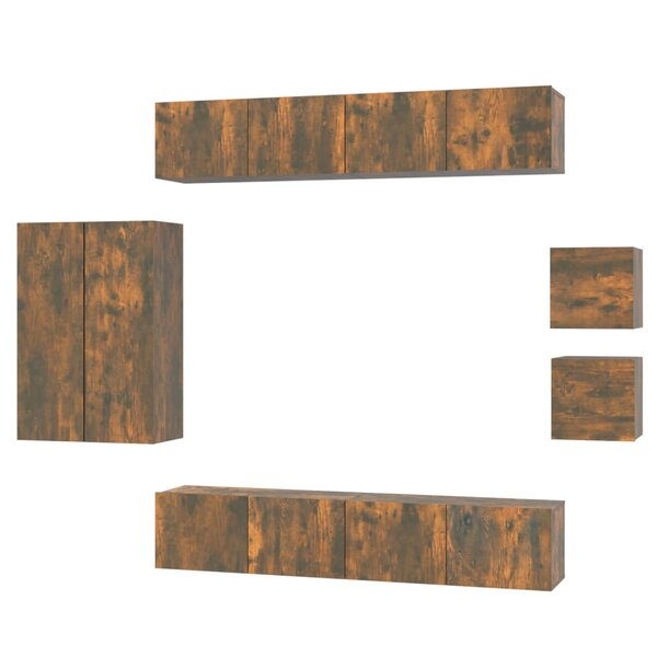 vidaXL Ensemble de meubles TV 8 Pièces Chêne fumé Bois d'ingénierie