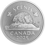Pièce de monnaie en Argent 5 Cents g 31.39 Millésime 2025 Tribute W Mint Mark BEAVER