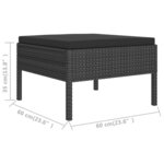 vidaXL Salon de jardin 12 Pièces avec coussins résine tressée noir