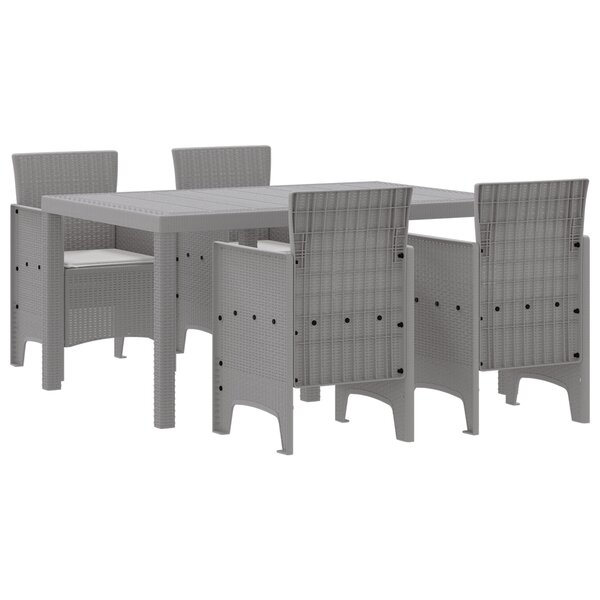 vidaXL Ensemble de salle à manger de jardin 5 pièces avec coussins gris clair poly rotin