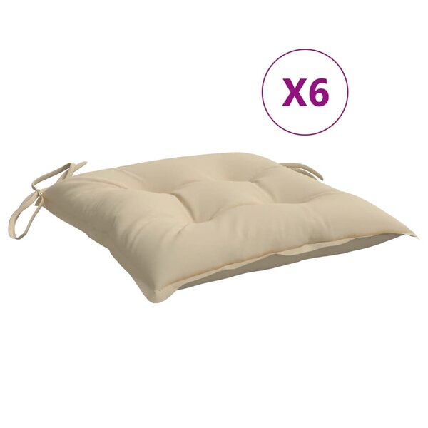vidaXL Coussins de palette lot de 6 beige 50x50x7 cm tissu oxford
