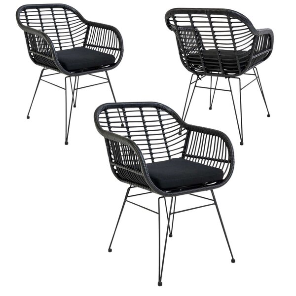 6 fauteuils en polyrotin noir TRIESTE