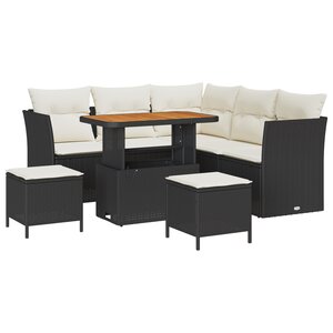 vidaXL Ensemble de canapés de jardin 8 pièces avec coussins Noir Rattan Synthétique Acacia