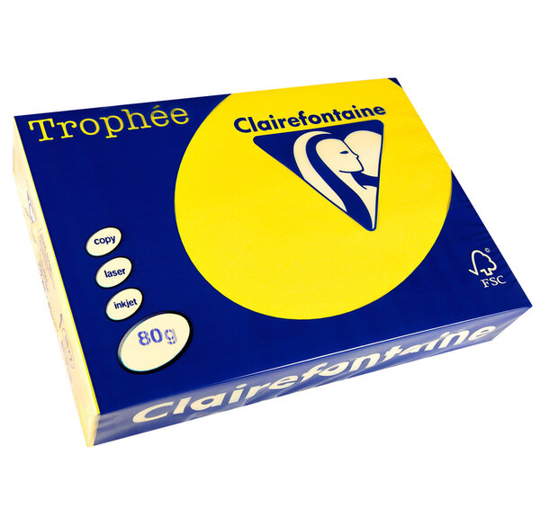 Ramette 500 Feuilles Papier 80g A4 210x297 mm Certifié FSC fluo jaune TROPHÉE