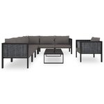 Salon de jardin meuble d'extérieur ensemble de mobilier 8 pièces avec coussins résine tressée anthracite 02_0017669