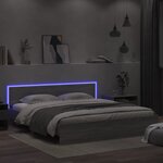 vidaXL Cadre de lit avec LED sans matelas sonoma gris 180x200 cm