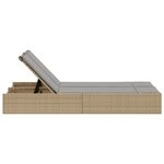 vidaXL Chaise longue double avec coussins beige résine tressée