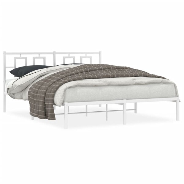 vidaXL Cadre de lit métal sans matelas et tête de lit blanc 150x200 cm