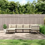 vidaXL Salon de jardin 6 Pièces avec coussins anthracite résine tressée