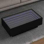 vidaXL Table basse avec LED noir 90x50x30 cm bois d'ingénierie