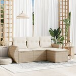 vidaXL Salon de jardin avec coussins 4 Pièces beige résine tressée