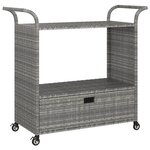 vidaXL Chariot de bar avec tiroir Gris 100x45x97 cm Résine tressée