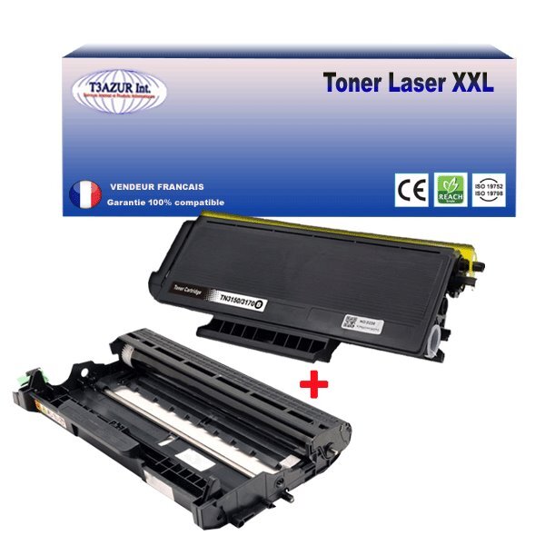 Tambour+Toner compatibles avec Brother TN3170 TN3280 DR3100 DR3200 pour Brother HL5250DN HL5270DN HL5370DWT HL5370W HL5240DW HL5240L - T3AZUR