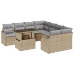 Canapé de jardin 9 pièces avec coussins Beige Poly Rotin vidaXL