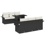 vidaXL Ensemble Canapé Jardin 7 Pièces Coussins Noir Poly Rattan