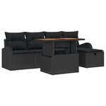 vidaXL Ensemble de Canapé de Jardin 6 Pièces avec Coussins Noir Poly Rattan