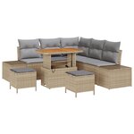 Ensemble de canapé de jardin de 8 pièces vidaXL avec coussins beige en poly rattan acacia
