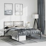 vidaXL Cadre de lit métal sans matelas avec pied de lit noir 135x190cm