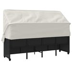vidaXL Chaise longue avec auvent et coussins noir résine tressée