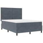 vidaXL Lit Box avec Matelas & LED Gris Foncé 140x190 cm Velours