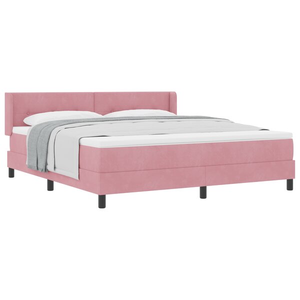 Lit box spring vidaXL avec matelas Rose 180x200 cm Velours