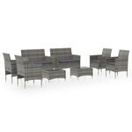 vidaXL Salon de jardin 8 Pièces avec coussins résine tressée gris
