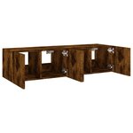 vidaXL Meubles TV muraux et lumières LED 2Pièces chêne fumé 60x35x31 cm