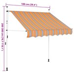 vidaXL Auvent rétractable manuel 100 cm Rayures jaunes et bleues