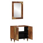 Ensemble de meubles de salle de bain 2 pièces en bois de mangue massif