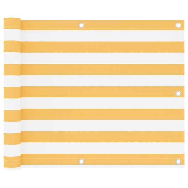 vidaXL Écran de balcon Blanc et jaune 75x500 cm Tissu Oxford