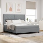 Lit à ressort vidaXL avec matelas et lumière LED Gris clair 180x200 cm Tissu