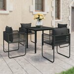 vidaXL Salon de jardin 5 Pièces PVC Résine tressée Noir