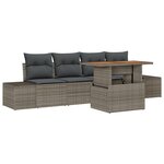 vidaXL Set de salle à manger de jardin 5 pièces avec coussins en poly rotin gris et acacia