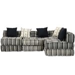 vidaXL Pouf modulaire à 4 places Gris rayé Tissu