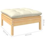 Salon de jardin meuble d'extérieur ensemble de mobilier 10 pièces avec coussins crème bois de pin solide 02_0015019