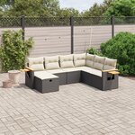 vidaXL Salon de jardin 7 Pièces avec coussins noir résine tressée