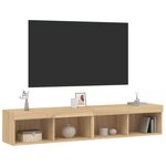 vidaXL Meubles TV avec lumières LED 2 Pièces chêne sonoma 80x30x30 cm