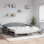 vidaXL Lit de jour avec gigogne sans matelas gris clair 100x200 cm