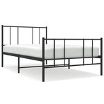 vidaXL Cadre de lit métal avec tête de lit/pied de lit noir 107x203 cm