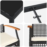 vidaXL Set de 9 chaises de jardin avec coussins - Rattan poly noir