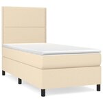 vidaXL Sommier à lattes de lit avec matelas Crème 90x200 cm Tissu