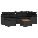 Ensemble de Canapés de Jardin de 7 Pièces avec Coussins en Poly Rattan Noir