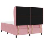 Lit à ressort recouvert de velours rose avec matelas 140x200 cm