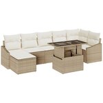 vidaXL Ensemble de canapé de jardin 8 pièces avec coussins Beige en poly rattan
