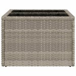 vidaXL Table de jardin avec dessus en verre gris clair résine tressée